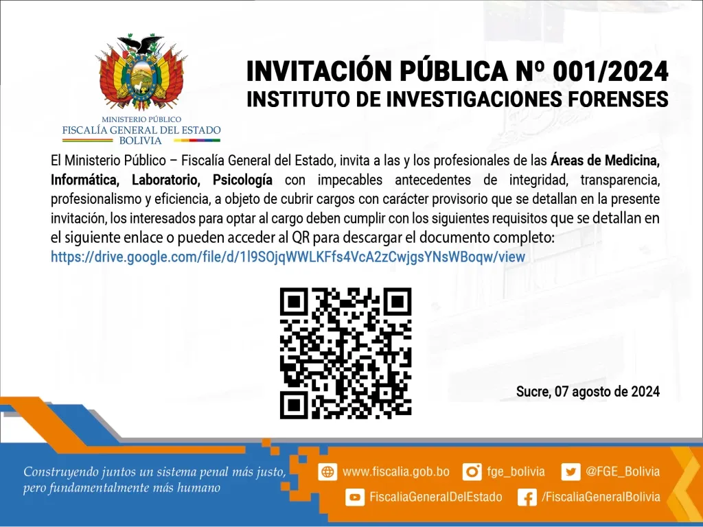 INVITACIÓN PÚBLICA Nº 001/2024 INSTITUTO DE INVESTIGACIONES FORENSES (IDIF)