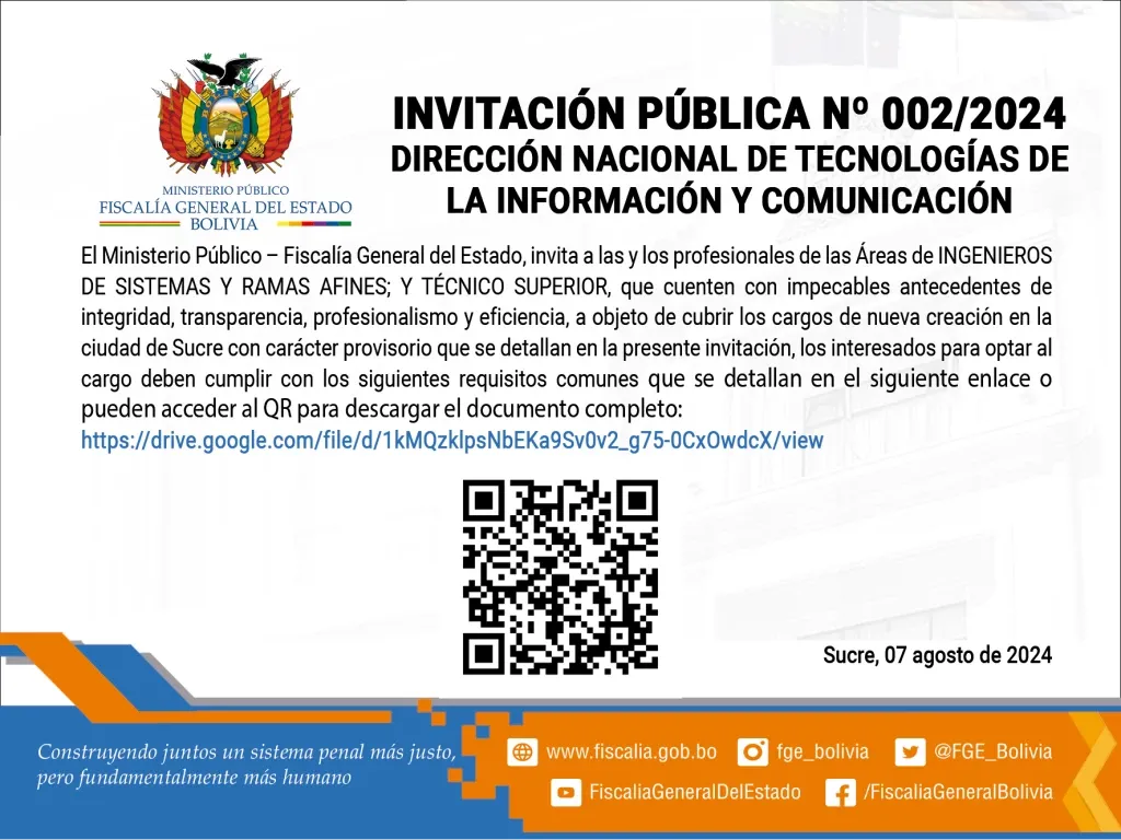 INVITACIÓN PÚBLICA Nº 002/2024 DIRECCIÓN NACIONAL DE TECNOLOGÍAS DE LA INFORMACIÓN Y COMUNICACIÓN