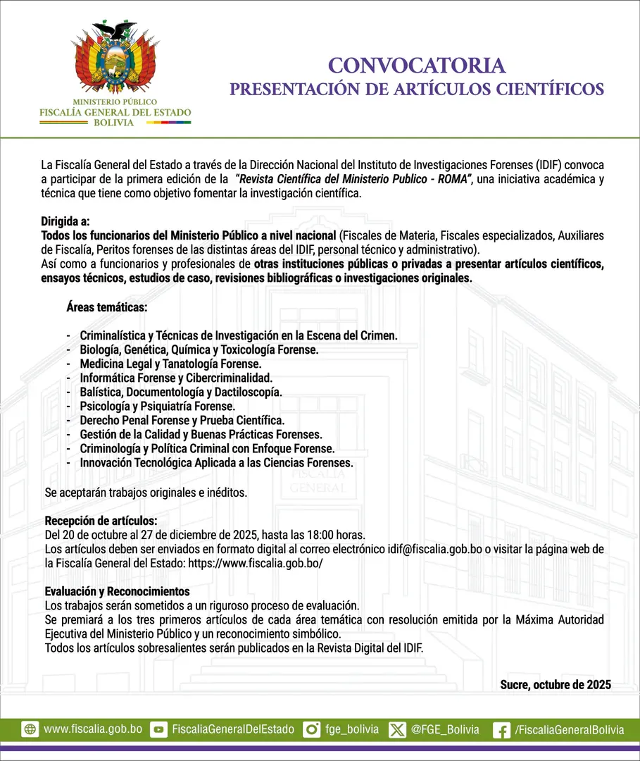 CONVOCATORIA  PRESENTACIÓN DE ARTÍCULOS CIENTÍFICOS