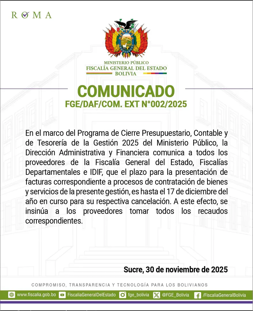 COMUNICADO FGE/DAF/COM. EXT N°002/2025