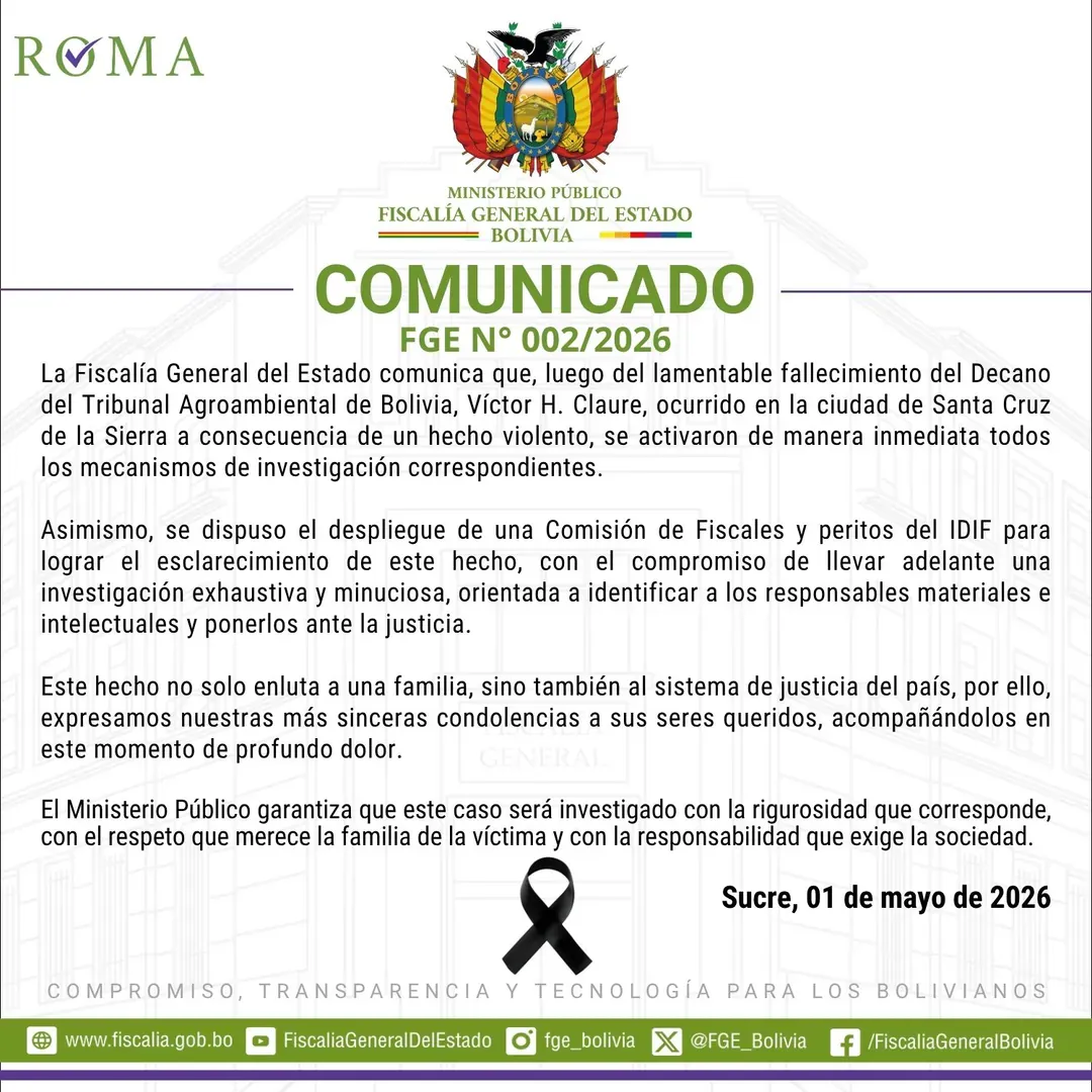 COMUNICADO FGE N°002/2026	