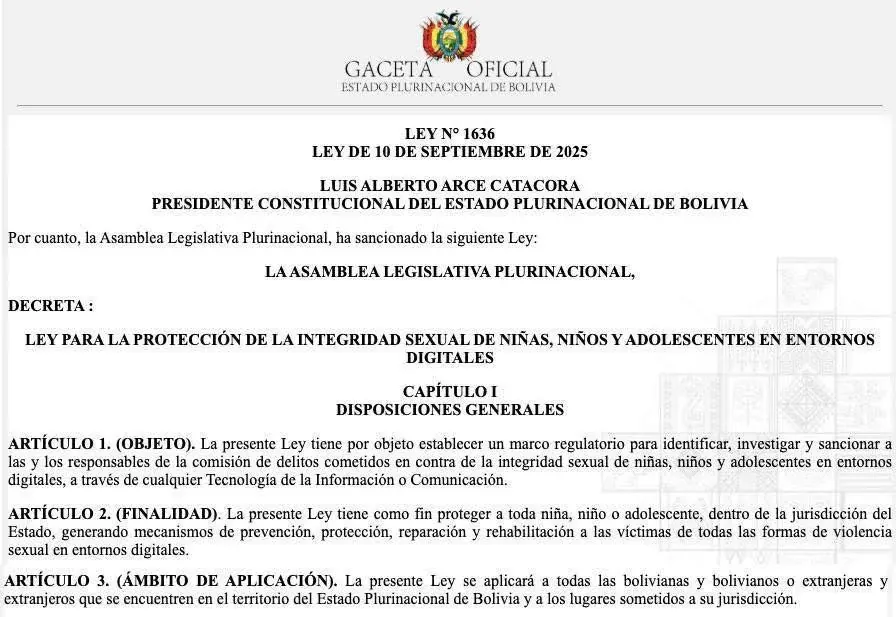 FISCAL GENERAL LOGRA PROMULGACIÓN DE LA NUEVA LEY N° 1636 "PARA LA PROTECCIÓN DE LA INTEGRIDAD SEXUAL DE NIÑAS, NIÑOS Y ADOLESCENTES EN ENTORNOS DIGITALES" COMO APORTE PARA LA NIÑEZ BOLIVIANA